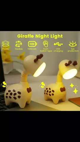 Bring Whimsy and Warm Light to Any Space Link in my Bio Transform your living space into a charming haven with this adorable giraffe-shaped LED night light. Perfect for kids and adults alike, this desk lamp doubles as a mini desktop ornament and a practical lighting solution. Its innovative telescopic design lets you adjust the height, making it versatile for various uses. Whether you’re reading, working, or decorating, this unique light adds a delightful touch to your home. Features That Make It Stand Out Unique Giraffe Design: Adds a playful and stylish accent to any room. Scalable and Adjustable: Telescopic feature allows you to customize the height to your needs. Rechargeable Battery: Includes a 250mAh battery for convenient, cord-free operation. Energy-Efficient LED Light: Provides soft, warm illumination with low power consumption. Durable ABS Material: Sturdy and long-lasting, designed for daily use. Perfect for Every Occasion This giraffe-shaped night light is an excellent addition to kids’ bedrooms, living rooms, or study spaces. It’s ideal for creating a cozy atmosphere during bedtime stories or serving as a whimsical desk lamp for focused tasks. During holidays or celebrations, it doubles as a decorative piece, adding a cheerful vibe to your home. Its compact size of approximately 2.2 x 1.7 x 6.7 inches ensures it fits seamlessly into any space. Why You’ll Love It Soft, eye-friendly LED lighting perfect for nighttime or work tasks. Fun and functional design that appeals to kids and adults alike. Rechargeable and portable for on-the-go convenience. Stylish color options to match your decor. Easy-to-use and durable construction ensures longevity. Brighten Your Space Today Let this giraffe-shaped night light add a touch of personality and warmth to your home. Its combination of functionality and charm makes it the perfect gift for kids, students, or anyone who loves unique decor. Don’t wait—make this delightful lamp a part of your space today!