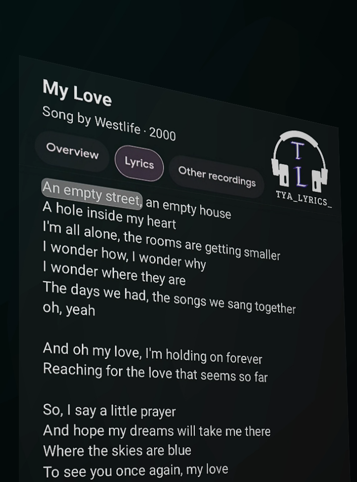 My Love - Westlife || Lyrics 🎧🎶  . . . #mylove #westlife #lyrics #song #music #lyrics_songs #viralmusic #viralsong #songs #foryou #foryoupage #fyp #tya_lyrics_ 
