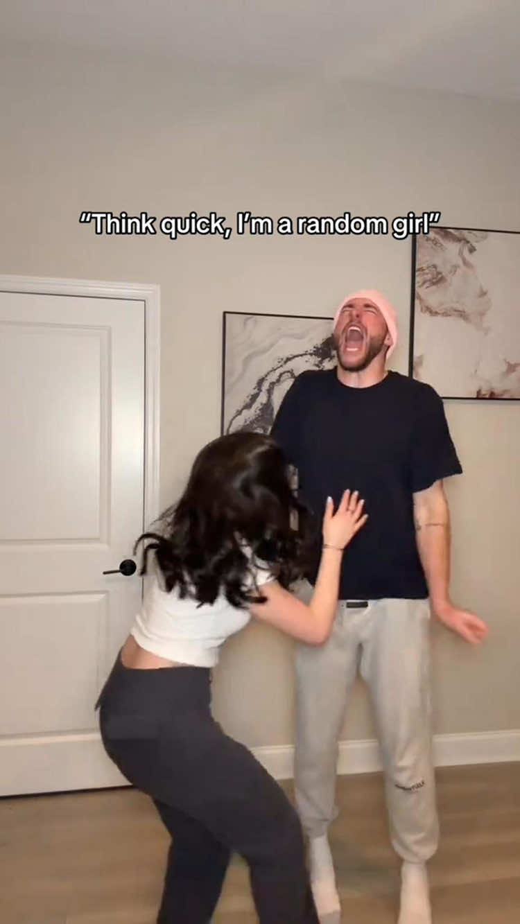 Think quick, I'm a random gir!#prank #funny #myman #fyp #foryoupage #lol#marriedlife#foryou #couples
