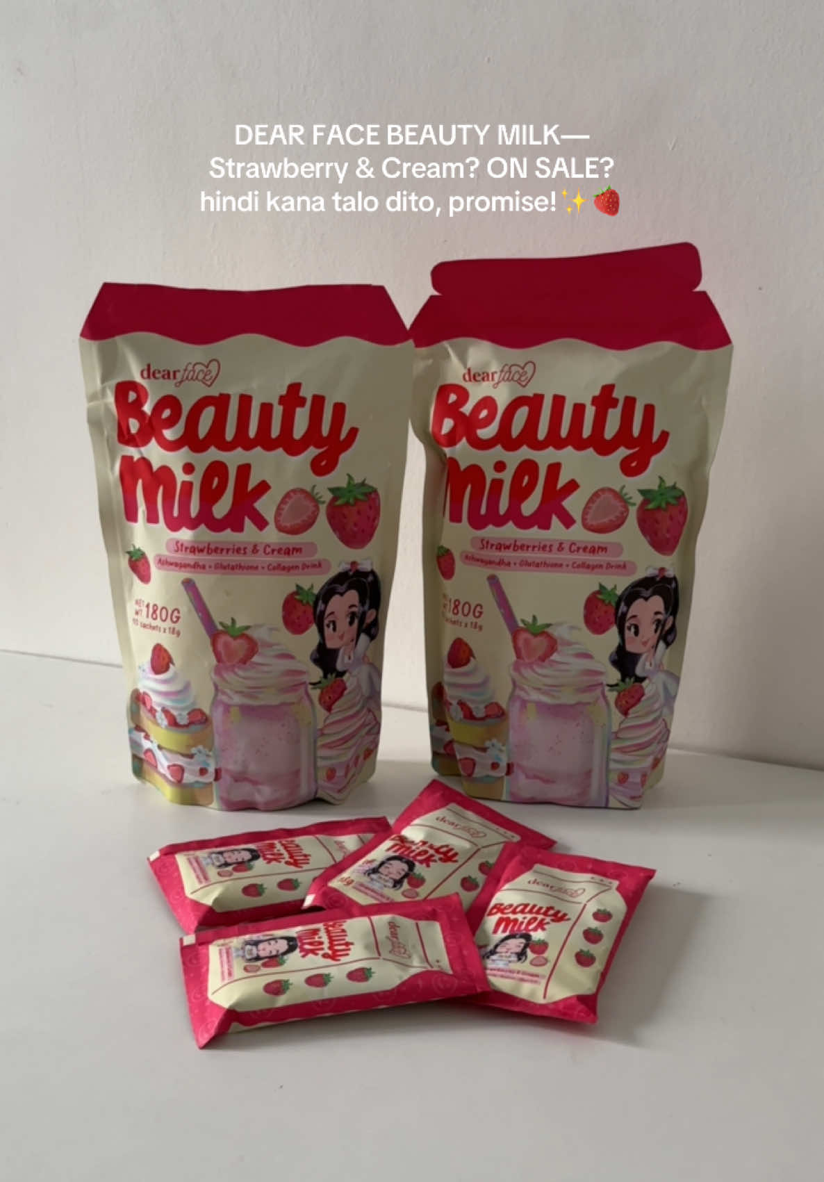 'wag magpahuli , limited time lang ang SALE😫🍓🛒#dearface #strawberryandcream #beaborresxdearface #dearfacenewflavor #beautymilk #fyp #fypage 