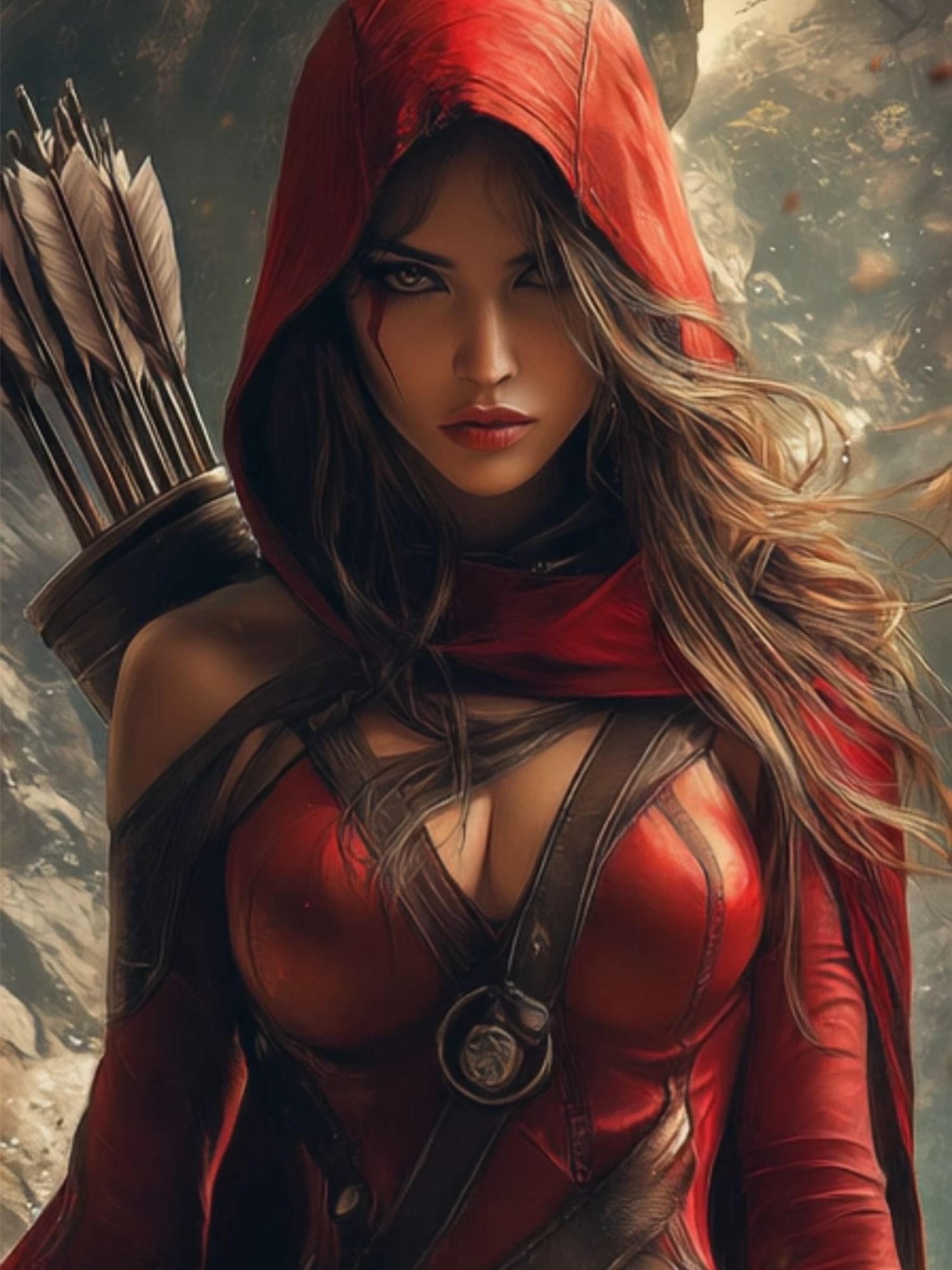Live Wallpaper | The Crimson Huntress #huntress #archer #livewallpaper #redcloak #fantasyvibes #warriorwoman #redhood #fyp #aivideo #female #wallpapervideo