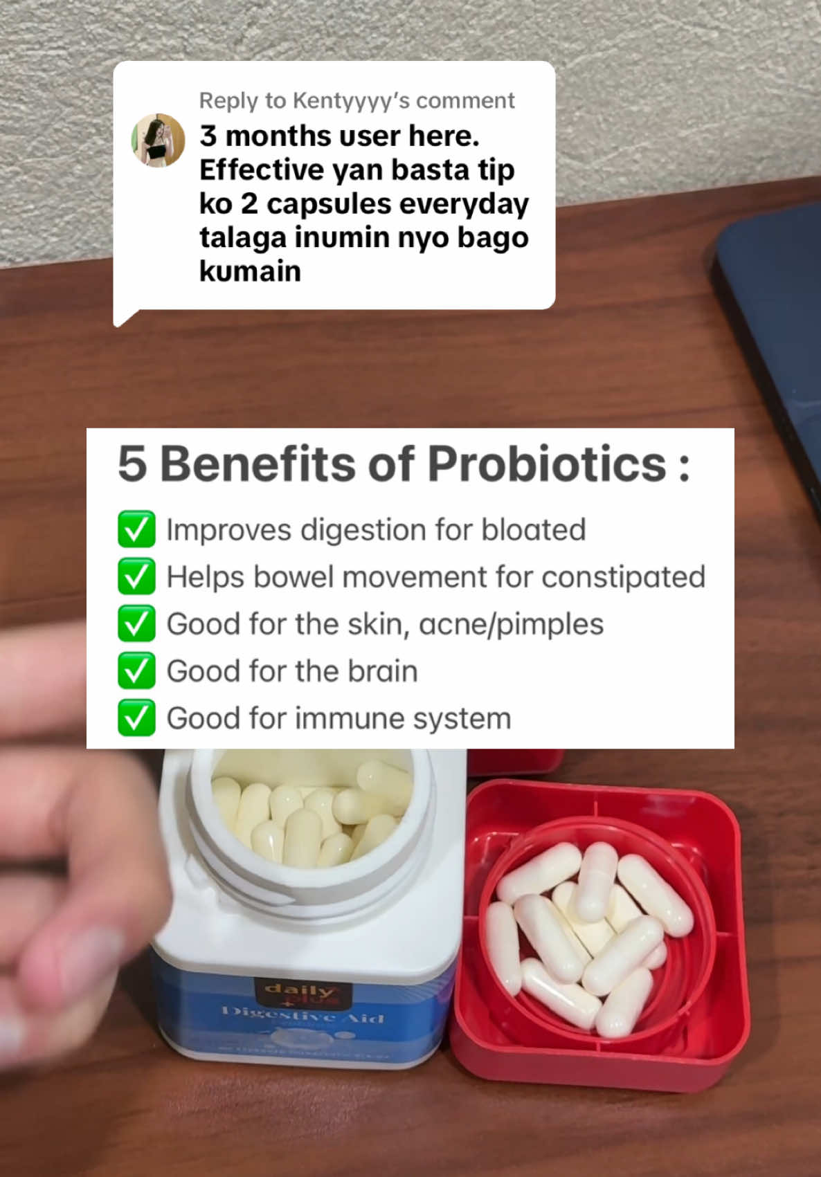 Replying to @Kentyyyy ito yung probiotics supplement ng dailyplus digestive aid na maganda for our gut health ✅ #bloating #digestiveaid #dailyplus #NourishWithDailyPlus #ChooseDailyPlus #probiotics #bloatedtummy 