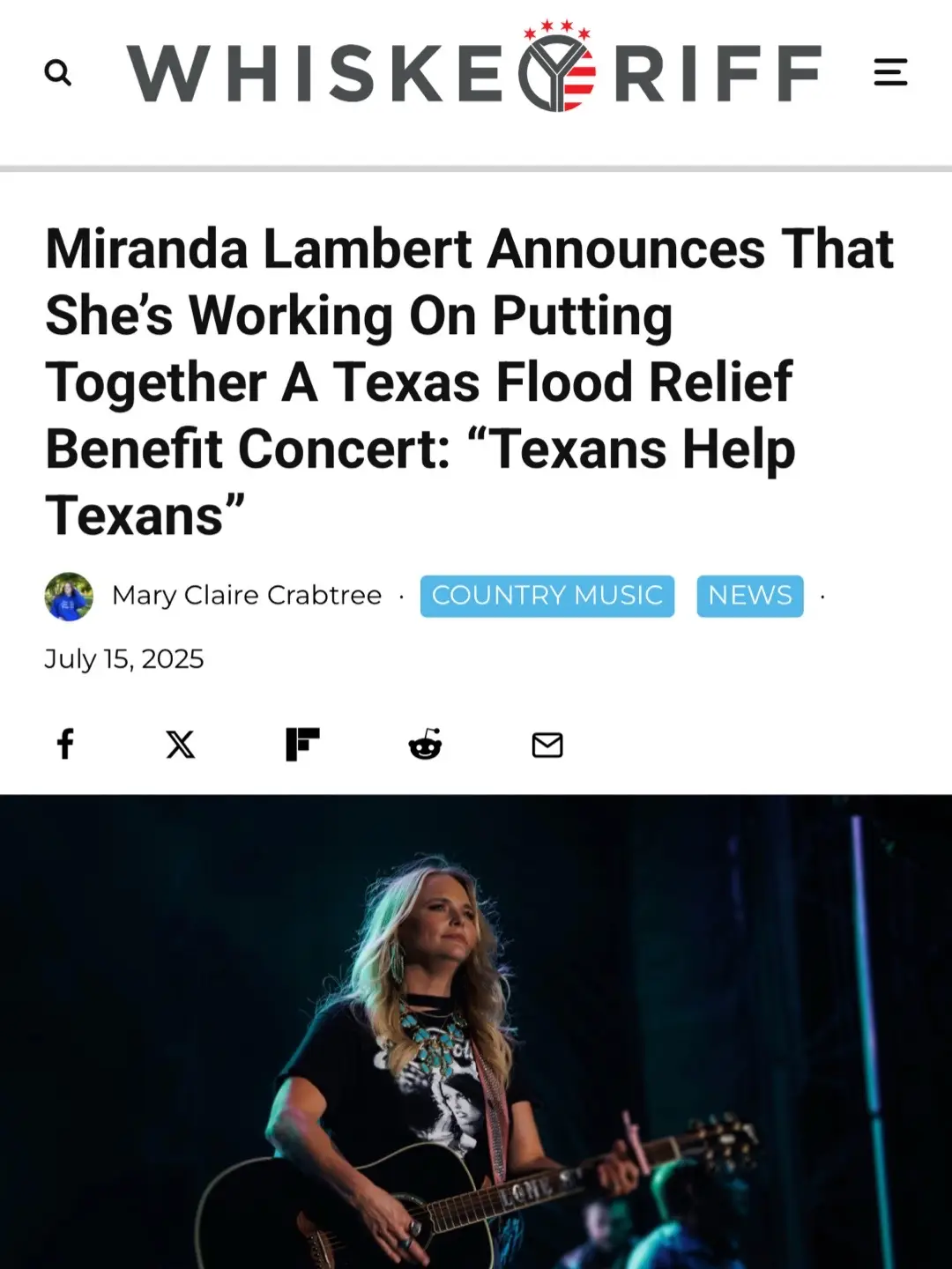 Another benefit concert in the works. // Full story at whiskeyriff.com #whiskeyriff #mirandalambert #countrymusic @Miranda Lambert 
