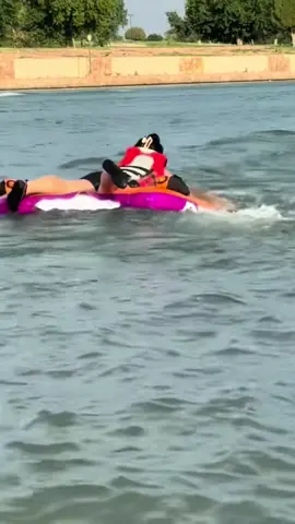After telling the kids…. Don’t lean forward lean back until it takes off… I get on and show them what not to do 🤣😭😅… then my chunky self couldn’t get back on 😂🙃😭 #fyp #jetski #summervibes #summerfun 