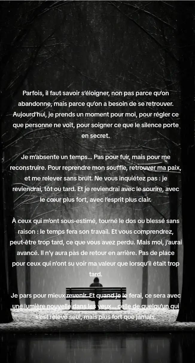 Loin des yeux, près de ma paix. Éloignement temporaire, transformation définitive. Je pars, je guéris, je brille #foryoupage❤️❤️ #🥹 #foryou #pause #triste 