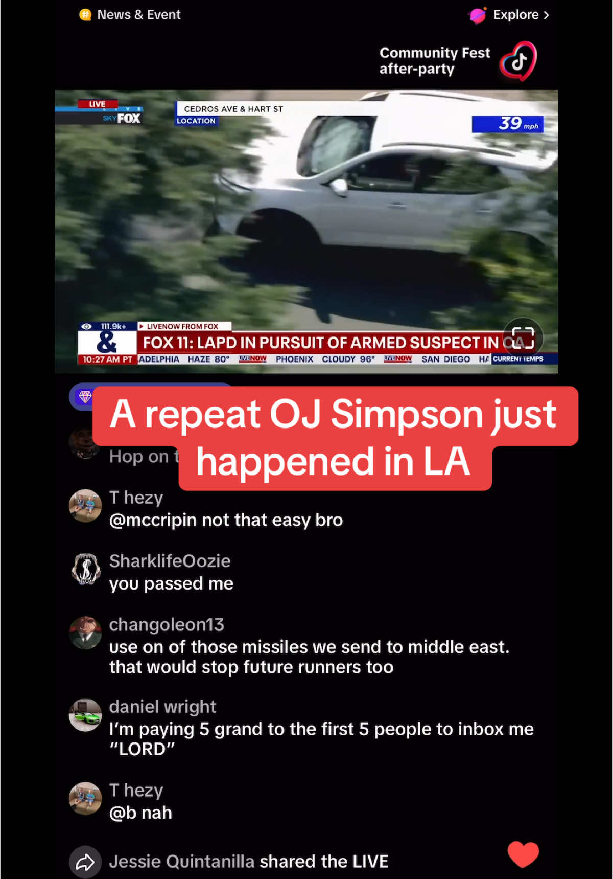 La pursuit a repeat of OJ Simpson