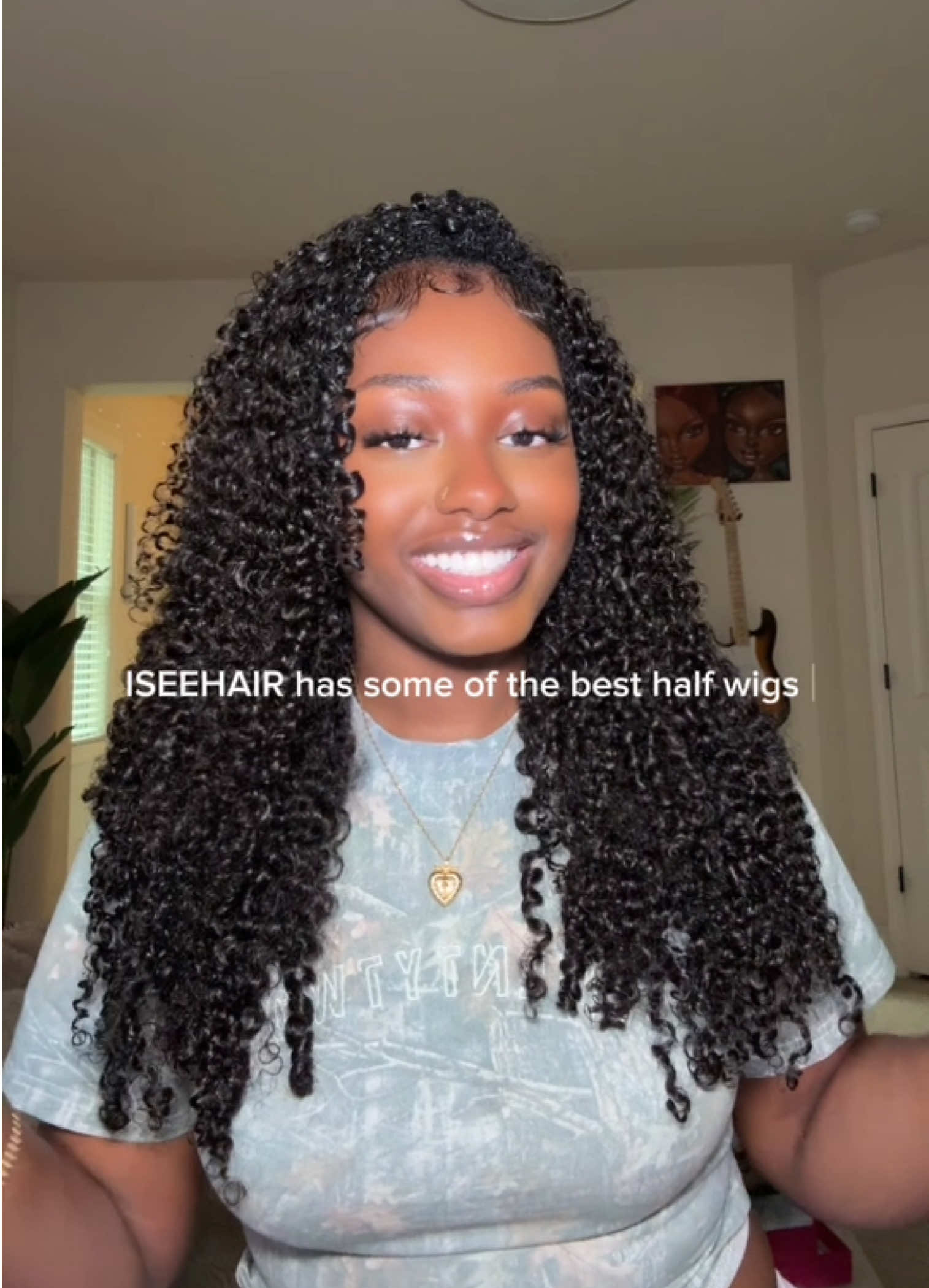 This my favorite half wig so far 👑💕🧚🏾‍♀️ @ISEEHAIR #halfwigtok #halfwig #tiktokshop #fyp #fypシ゚viral #fyp #foryou #foryoupage #curlyhalfwig 