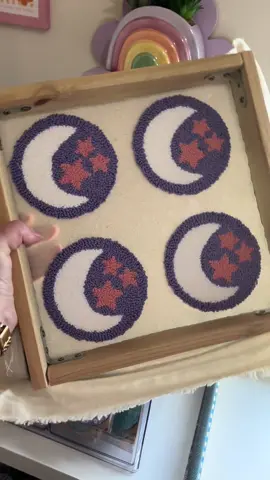 ✨Here’s something you didn’t know you needed✨ These moon and stars punch needle mug rugs are adorable! Part of our Halloween range, find them in my Etsy store ➡️Link in bio!  #halloween#mugrug#punchneedle#halloweendecor#fallaesthetic