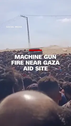 A video from social media shows machine gun fire spraying the ground near an aid distribution site in southern Gaza as crowds of Palestinians lie on the ground for safety. Although the source of the gunfire is not seen in the video, multiple eyewitnesses say it shows the Israeli military opening fire on Palestinians as they waited for food on Saturday. In a statement, the IDF said, “The details of the video are under review.” #cnn #news #gaza #israel #aid #middleeast 