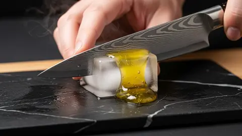 Ice cracks honey melts 🧊🍯 #asmr #satisfyingcut #honeycore #fyp