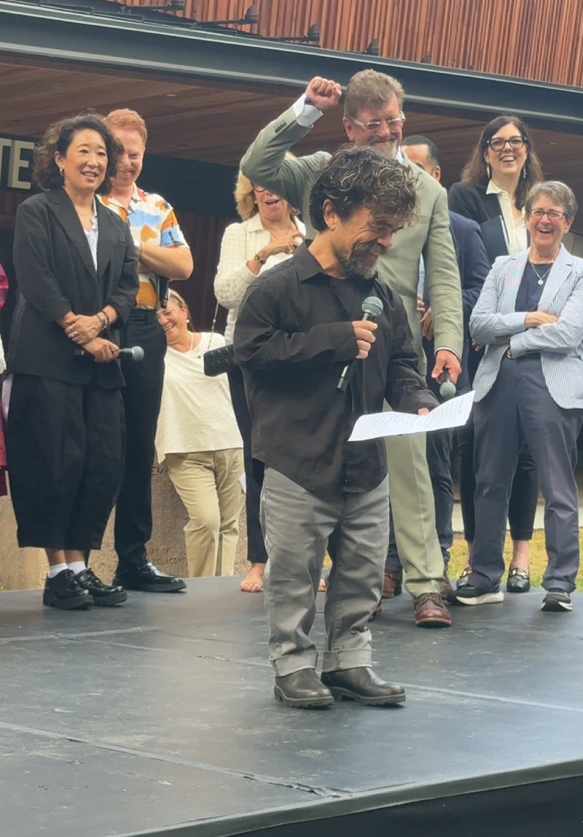 Peter Dinklage has graced the Delacorte ribbon cutting ceremony with a bit of Henry V. @The Public Theater #peterdinklage #delacortetheater #shakespeare #shakespeareinthepark #shakespearetiktok #broadway #theatre #nyc #centralpark 