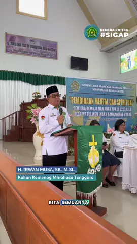 𝐊𝐞𝐦𝐞𝐧𝐚𝐠 𝐌𝐢𝐭𝐫𝐚 𝐀𝐤𝐭𝐢𝐟 𝐝𝐚𝐥𝐚𝐦 𝐀𝐤𝐬𝐢 𝐏𝐞𝐝𝐮𝐥𝐢 𝐋𝐚𝐧𝐬𝐢𝐚 𝐝𝐚𝐧 𝐏𝐞𝐦𝐛𝐢𝐧𝐚𝐚𝐧 𝐆𝐞𝐧𝐞𝐫𝐚𝐬𝐢 𝐌𝐮𝐝𝐚 Pada hari Selasa, 15 Juli 2025, Kepala Kantor Kementerian Agama Kabupaten Minahasa Tenggara bersama jajaran pejabat struktural menghadiri dua kegiatan penting. Kegiatan pertama adalah “Penyuluh Agama Kristen Mitra Peduli Lansia”, sebuah bentuk kepedulian nyata terhadap para lansia sebagai bagian dari implementasi program prioritas Menteri Agama terkait Cinta Kemanusiaan. Kegiatan kedua adalah “Pembinaan Mental dan Spiritual Pemuda dan Anak PPA ID 0252 Silo” yang dilaksanakan di Desa Watuliney Indah dan Molompar Utara. Kegiatan ini bertujuan untuk membina karakter, menumbuhkan nilai-nilai keagamaan, serta memperkuat mental dan spiritual generasi muda. Kehadiran Kepala Kantor dan jajaran menunjukkan komitmen Kemenag Mitra dalam mendukung program-program keagamaan yang menyentuh seluruh elemen masyarakat, dari usia lanjut hingga anak-anak dan pemuda. #KemenagMitra #PenyuluhAgama #PembinaanGenerasiMuda #PeduliLansia #MinahasaTenggara #ModerasiBeragama 