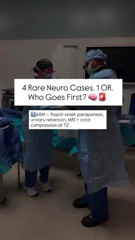 4 Rare Neuro Cases. 1 OR. Who Goes First? 🧠🚨 Tip: press and hold your screen to pause it and think about your answer. Comment with the order of equity 1-4 and I’ll DM you the correct order with explanations! 🧠 #quiz #OR #triage #neurosurgeon #emergency #trauma #thepitt #scrubs #ER #medschool #tiktokdoctor #doctoroftiktok #surgeon