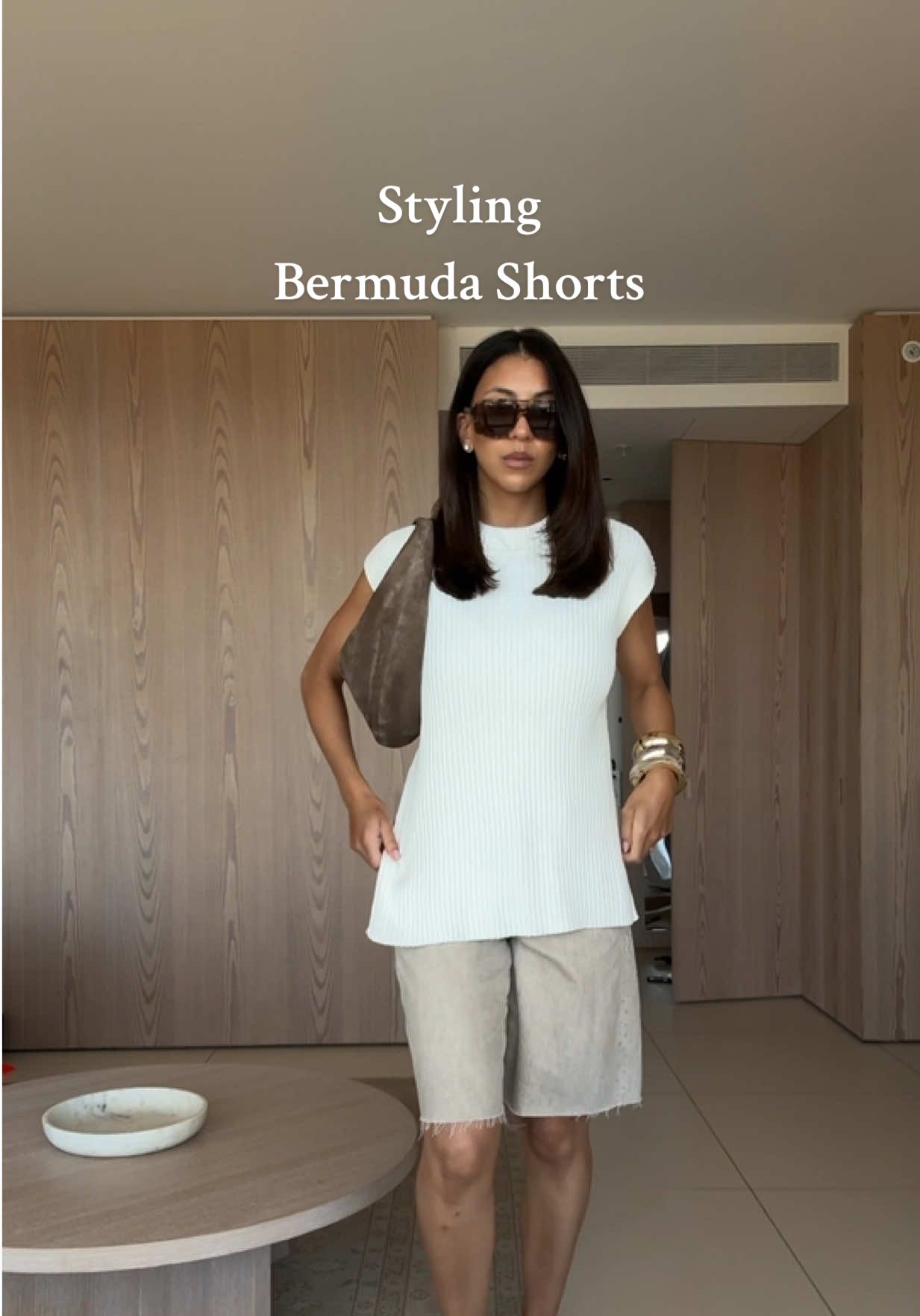 ran into my bed frame twice in a week #outfitinspo #grwm #styleinspo #bermudashorts #chic #summeroutfit 