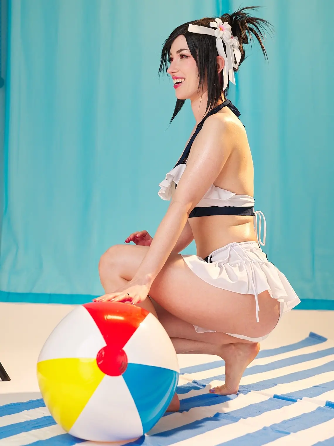 Tifa’s swimsuit cosplay from ff7 Rebirth is perfect to post today because i’m leaving tomorrow for my yearly summer family beach vacation!!!!! :3 I can’t wait to relax for a week in between all these conventions 💗  also my AC unit exploded while I was at galaxycon new orleans please send thoughts and prayers 🥲  Tifa Lockhart swim version is up on patreon for this month along with Mira cosplay set and some other goodies!