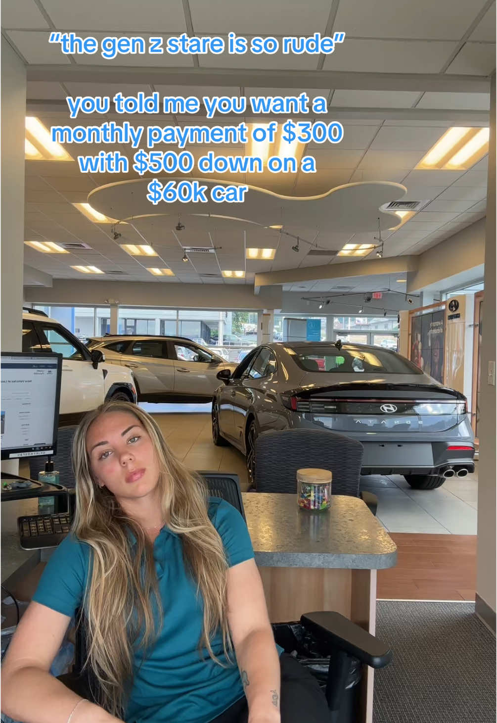 I promise I would do it for you if I could😩 #hyundai #carsales #dealership #saleswoman 