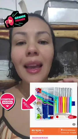 Oferta relâmpago kit com 16 agulhas..correee pra comprar #crocheiniciante #crochefacil #crochetersoftiktok #agulhasdecroche #kitagulhas #crochet #crochê 