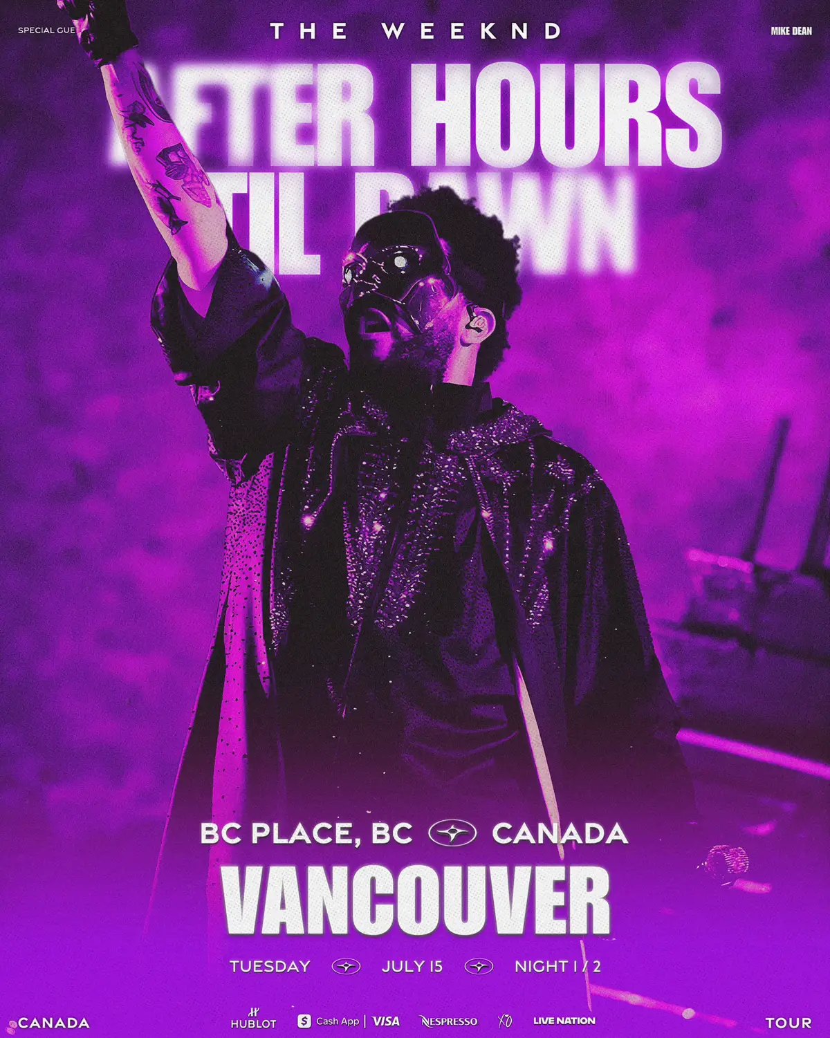 The #AfterHoursTilDawnTour show #21 is tonight, at the BC Place in Vancouver🇨🇦 🏟️BC Place (55,000) ⏱️Gates Open at 17:30 🎤The Weeknd: 21:00 Vancouver, are you ready? Canadian Leg continues tonight! 📸 mattgods & 2_4bel_ (ig) @The Weeknd  #theweeknd #hurryuptomorrow #fyp #abeltesfaye #news #update #TheWeekndEXP #theweekndxo #xo #xotwod #abeltesfayexo #goviral #foryoupage #abelsupdate #theweekndupdate #newalbum #albumrelease #tour #afterhourstilldawntour #afterhourstildawntour #mikedean #vancouver #bcplace #canada   