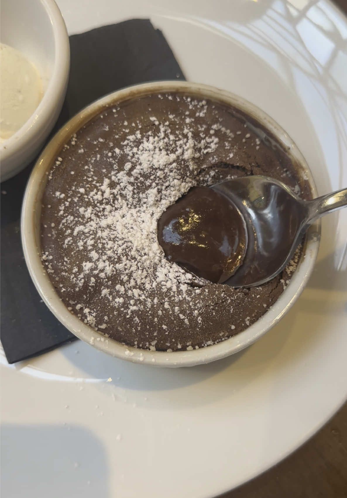Did someone say WARM CHOCOLATE LAVA CAKE? I think yes!🍫🍨 #ollo #fyp #dessert #malibu #chocolatelover 