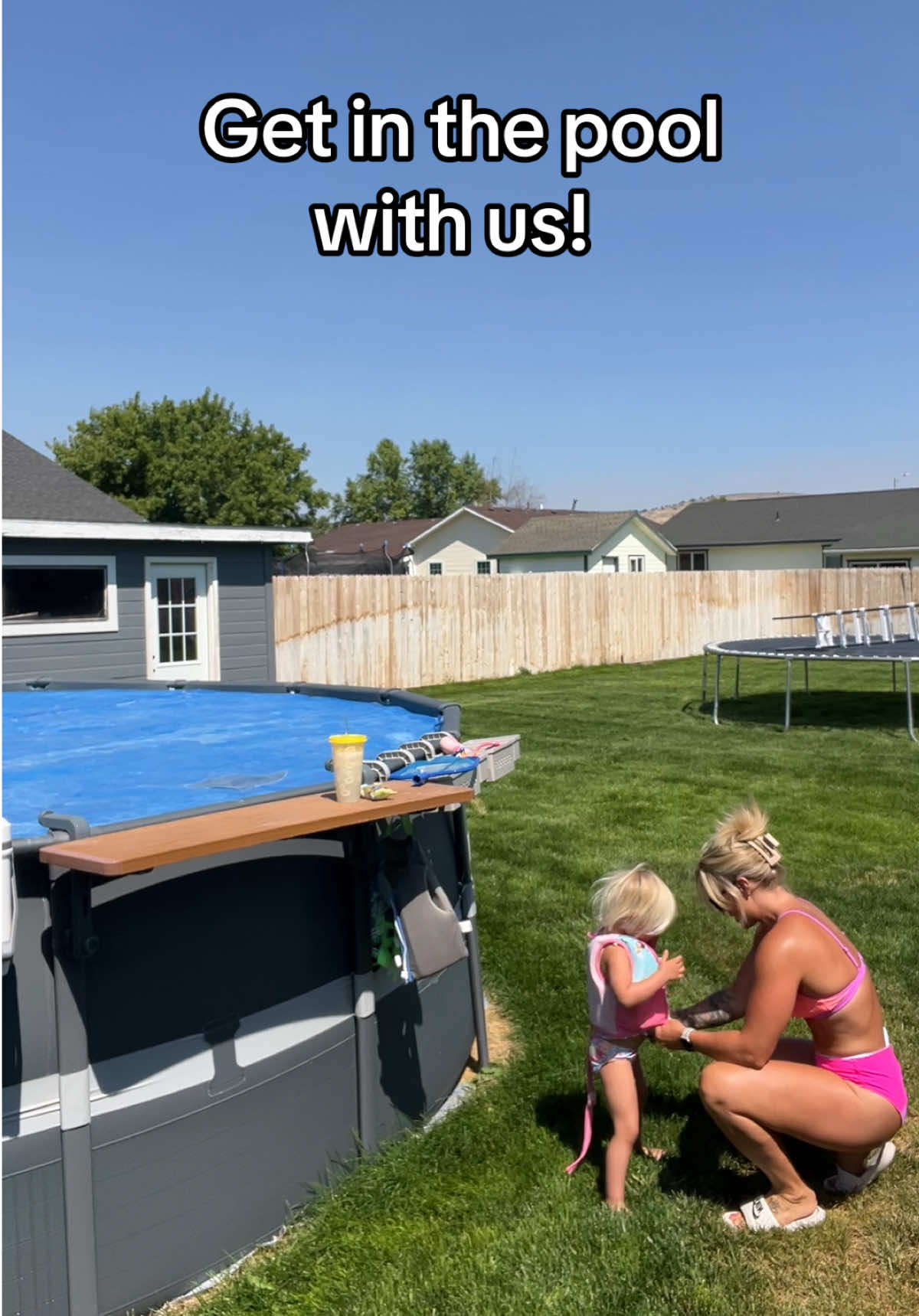 Not me eating the entire time lol! I have to eat when I can lol 😂. #momlife  . . #pooldip #pooltimefun #MomsofTikTok #momsarecooltoo 