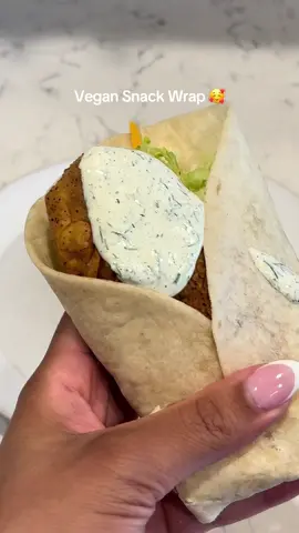 Vegan Snack Wraps!! The absolute best little treat if you are feeling left out of all the buzz 🥰 Enjoy a quick + easy treat that’s still packed with protein!  Hemp Seed Ranch Ingredients: 3/4 cup vegan Mayo (can sub with original unsweetened vegan yogurt) 1/2 cup vegan milk + 1 tbsp apple cider vinegar 6 tbsp hemp seeds 2 cloves fresh garlic 1/2 of a lemon juiced 1/4th tsp onion powder 2-4 stalks fresh chive dill to taste salt, pepper and water to taste! Directions 🗺 1. Begin by adding vegan milk and apple cider vinegar together to form vegan buttermilk. be sure to stir and let it sit 2-5 minutes 2. Next add all ingredients except chive and dill and blend! 3. Add chopped chive and dill and serve with whatever you like! Seasoning Mix: 1 vegan chicken bouillon  2 tsp garlic 1 tsp onion  1 tsp paprika 1/2 tsp smoked paprika 1/2 celery salt Pepper to taste Tenders: 1 pkg firm tofu Dry: 1 1/2 c flour Heavy pinch of pepper  1 tsp garlic powder  1 tsp salt  Wet: 1 c vegan milk  1 tbsp apple cider vinegar  A few dashes of hot sauce  Set your fryer or oil to 375 degrees Begin by slicing your tofu into 5 large logs, and shape each log into chicken tender shapes Next coat the cutlets with seasoning mix and set aside Now combine your wet and dry mixes into different bowls and give each a good mix. Allow your wet mixture to fully set into buttermilk by whisking and setting aside for at least 5 minutes. Now, add tofu logs in wet then dry twice over then place immediately in the fryer. Fry for 7-10 minutes and serve!  Assemble Snack Wraps with a warm tortilla, shredded vegan cheese, shredded lettuce your tenders and a good amount of hemp seed ranch! #vegan #plantbased #pregnancycraving #snackwrap #mdonalds #fyp