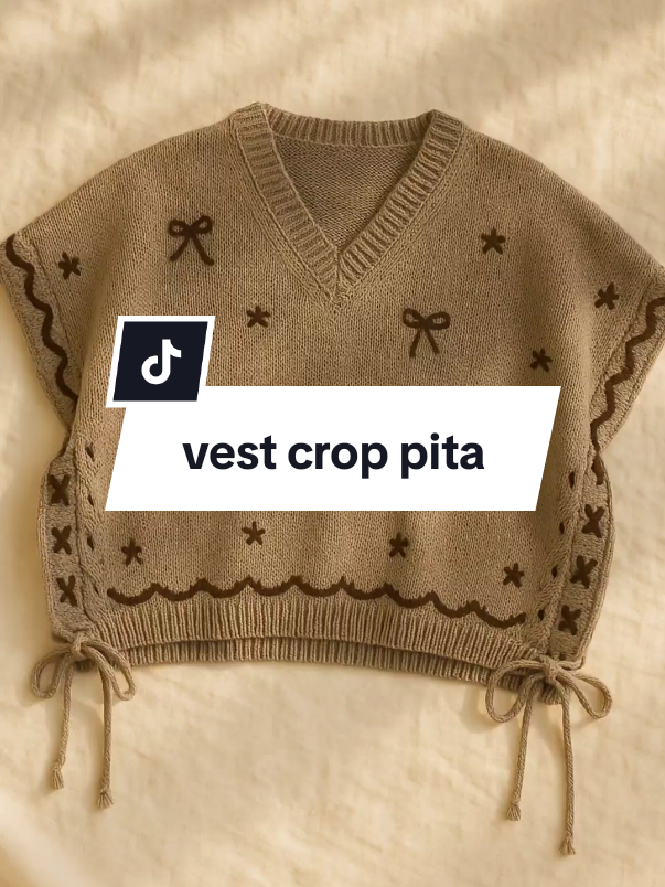 40k udah dapet atasan rajut secantik ini 😍😍😍 Adila vest crop pita rajut v-neck atasan rompi wanita knitwear #fyp #fypシ #outfit #atasanwanita #vestctoptop #viral