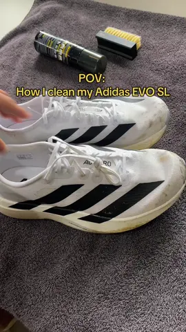 How to clean Adidas Evo SL #adidas #adidasevosl #runner #asmr #shoecleaninghack 