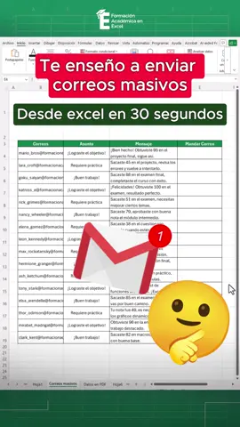Envía correos masivos desde Excel con este truco de 30 segundos.🧐📌 #excel #exceltips #exceltutorial 