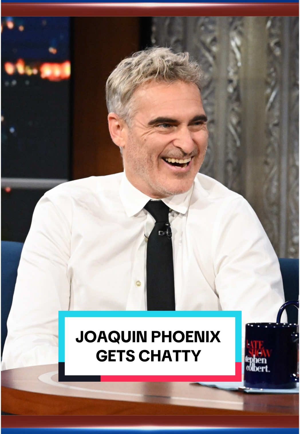 Much to discuss with Joaquin Phoenix! #Colbert #joaquinphoenix 