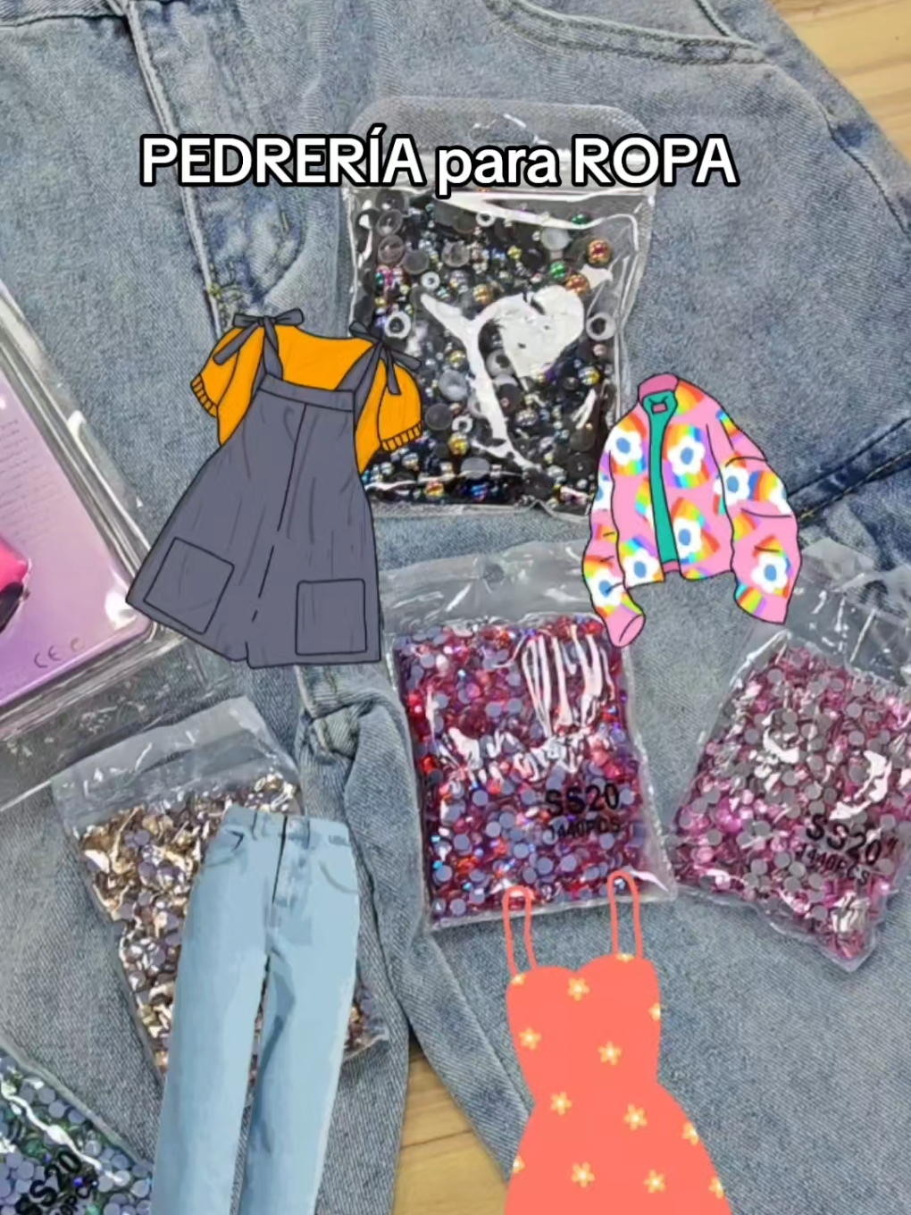 Pedrería hotfix para ropa #piedras #ropa #pedreriapararopa #ropaconpedreria 