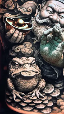 Hình xăm Thần Tài và Kim Thiền phong Thuỷ  #truongantattoo #letruongan #tattoo #designtattoo #tattooartis #hinhxamtada 
