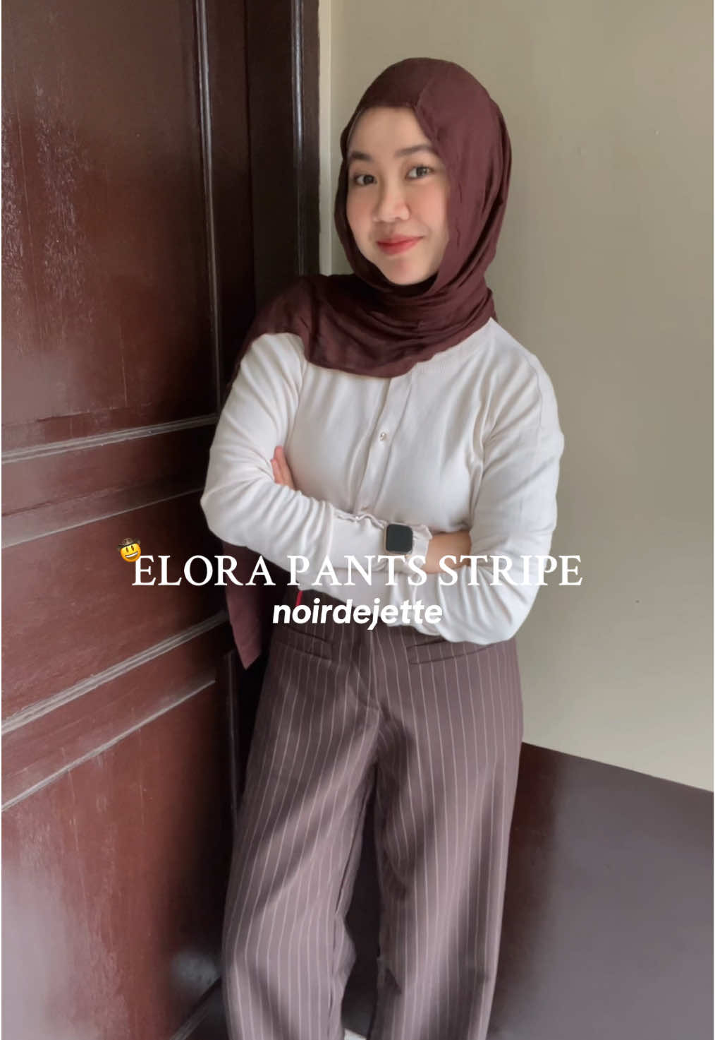 Coklat coklat🤎#ootdhijab #celanastripe #cipaootd 
