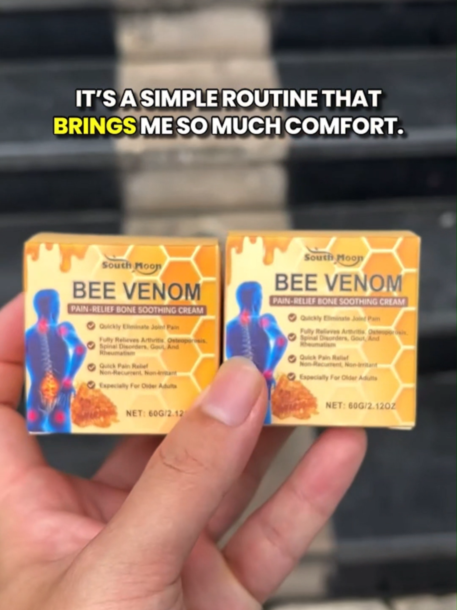If you often face to neck, shoulder and knee discomfort, then use South Moon Bee Venom Joint Cream Message To Relieve Joint Discomfort Knee Lumbar Shoulder And Neck Cream Moisturizers Healthcare Soothing #beevenom #beevenomtherapy #massage #massagecream #painrelief #sealifenutrition #healthsupportstore #philipwellness #meizhoushike