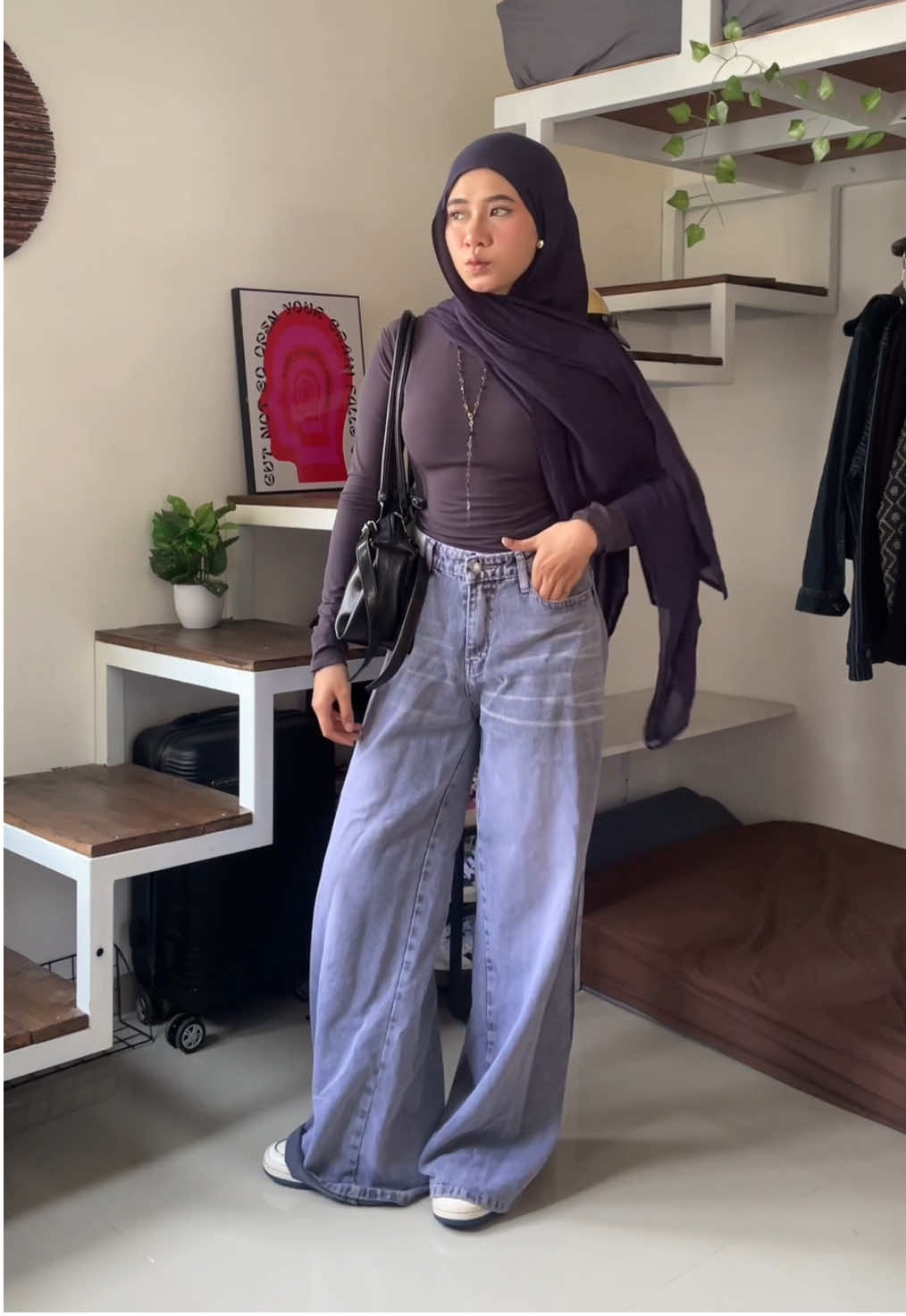 pants from @JINISO JEANS 💋 #baggypants #ootdhijab #fitcheck #outfitinspo #outfitideas 