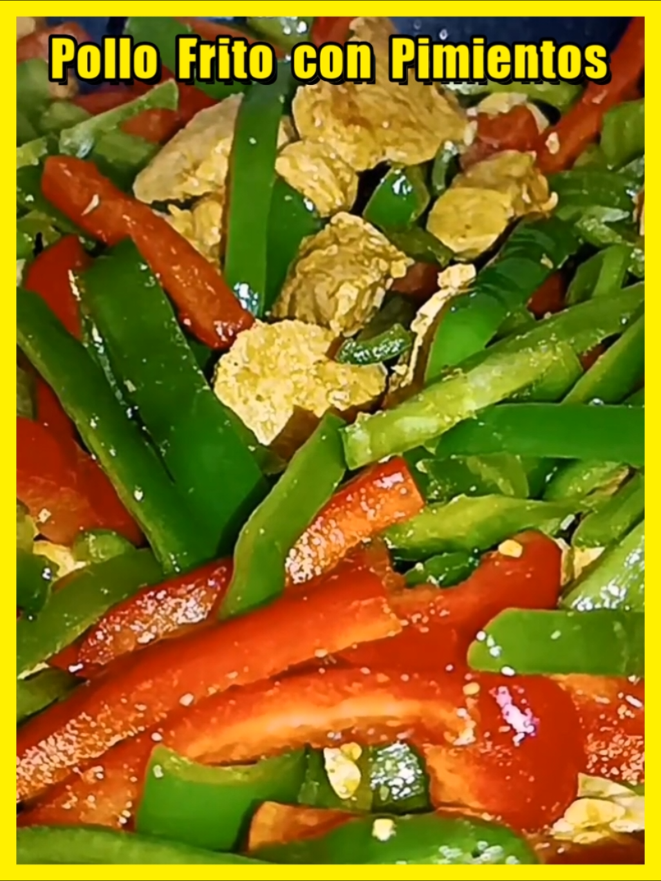 ✅ Pollo Frito con Pimientos 🍗  INGREDIENTES:  - Pechuga de pollo 1 kilo  - Pimiento Verde 200 gr  - Pimiento Rojo 200 gr  - 5 Dientes de Ajo  - Aceite de Oliva  - Zumo de Limón  - Pimienta Molida  - Comino Molido  - Pimentón Dulce  - Curri  - Sal  - Especias para Kebab #pollofrito #recetasdepollo #polloconpimientos #pinchosdepollo 