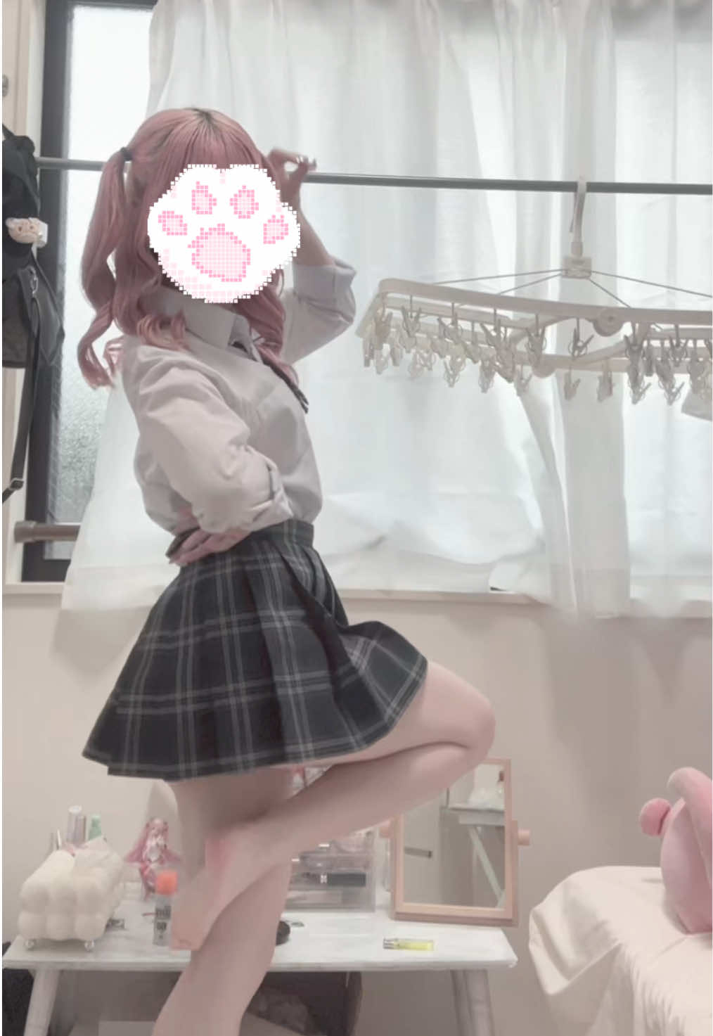 好きな人からのお返事遅いと「おお、お返事まだかな？^^」っていっちゃいそうになるよね #06 #ピンク #制服 #jk #おじさん構文 #制服ダンス #制服女子 