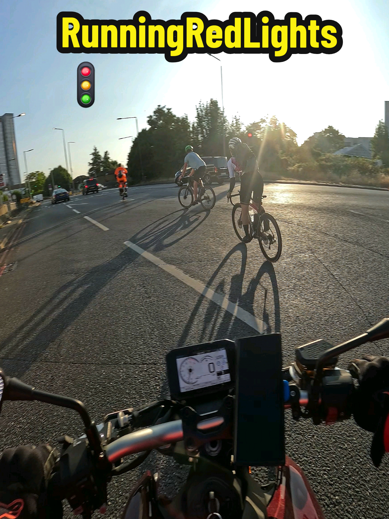 Cyclists running Red Lights on bust roundabout 