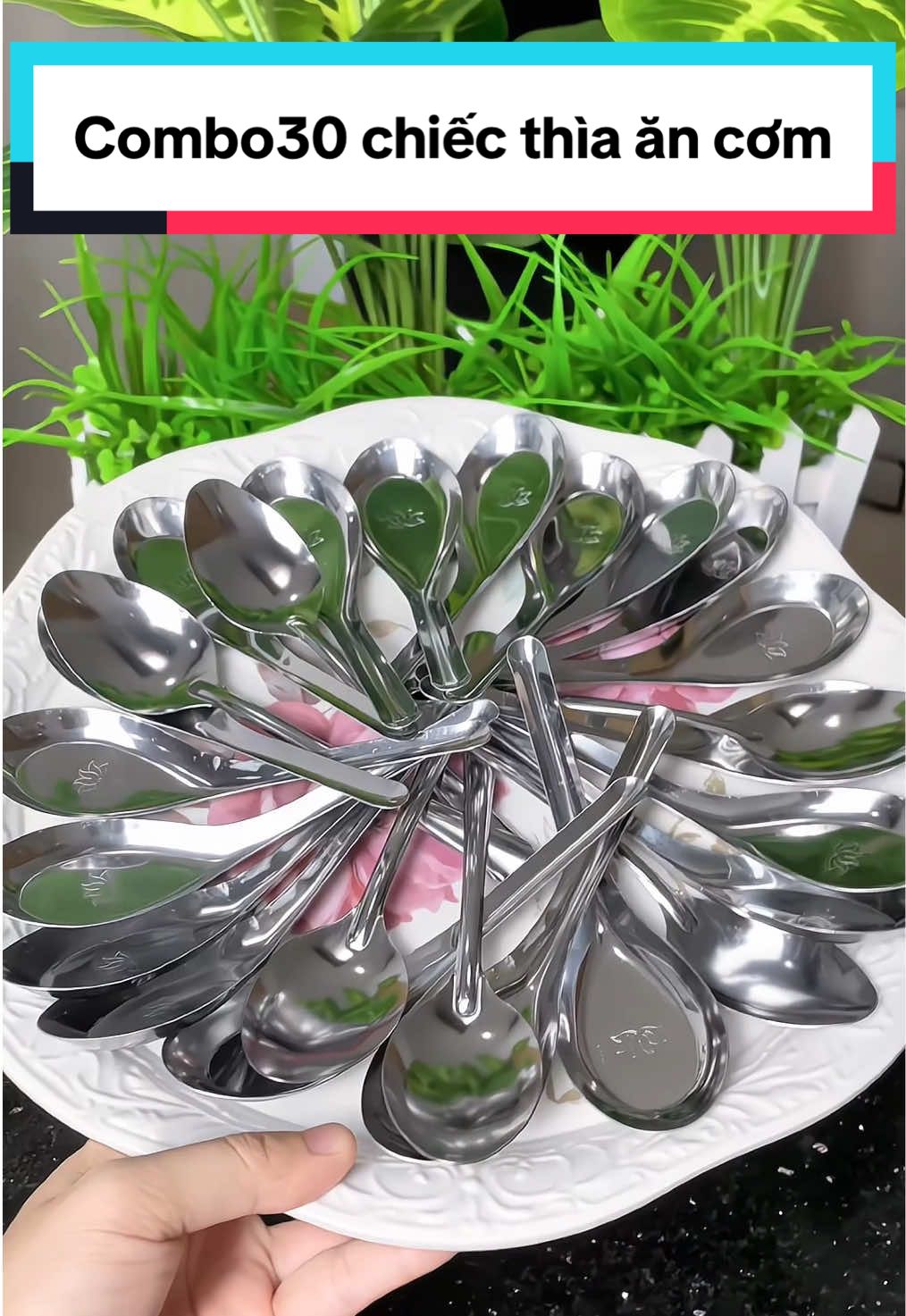 Combo 30 thìa ăn cơm bằng inox, có cán dài và cán ngắn#thiaancom #thiainox #muongancom #muonginox #dogiadung 