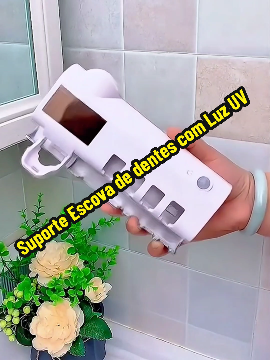 Suporte Para Escovas de Dente com esterilizador luz UV #suporteescovadedentes #escovadedente #TikTokShop #TikTokShop #AchadinhosTikTok 