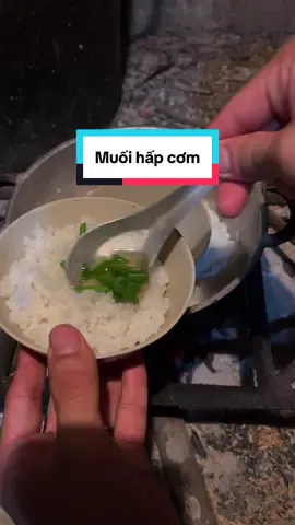 Sáng sớm dậy thổi nồi cơm, hấp thêm bát muối trộn ít mỡ. Cơm chín làm đôi bát rồi đi học. Tuổi thơ bạn đã từng? #nongtraibinhan #quehuong #nongthon 