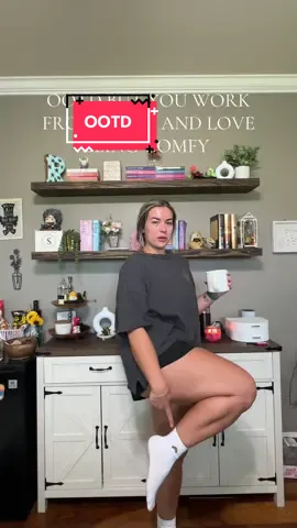 The croissant socks are my favorite part of my fit!!🥐✨mostly everything is from @@aerie ##workfromhomeoutfits##workfromhome##OOTD##comfyoutfits