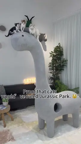 GRAY DINO CAT TREE REVEAL! What’s the verdict on this color?  #CatTok #PetHacks #cattreehouse #lettoden #dinosaur