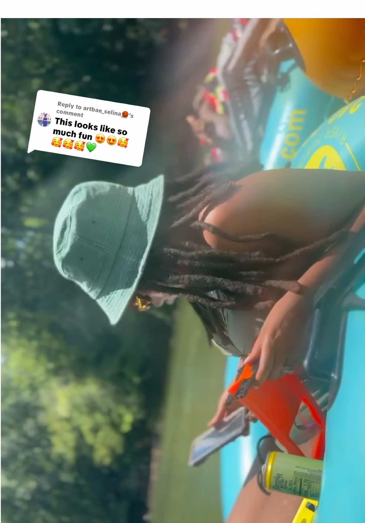 Replying to @artbae_selina🧶  Yesss, The best double date ever! 🥳🍃 @ChattahoocheeRiverTubing 4 miles of fun! #shamiriatyquaile #couples #blacklove #outside #marriedlife #bettingonBailey💍#UpHill💍
