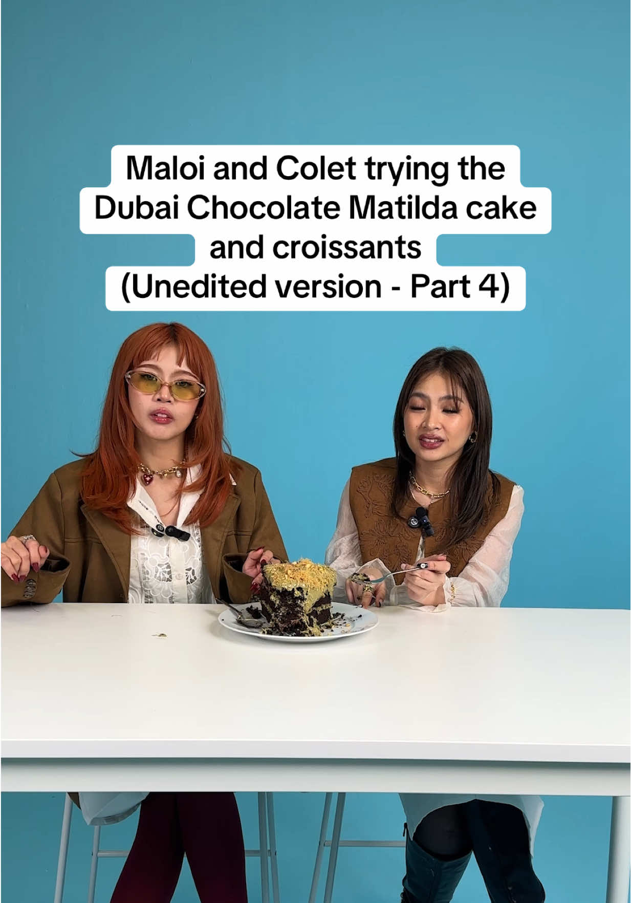 Exclusive behind the scenes video: Maloi and Colet of BINI try Dubai chocolate.  Tell us who you want to see next. #bini #maloi #colet #macolet #dubaichocolate