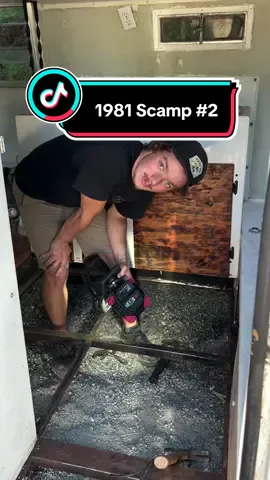 Replying to @CJ Sweeney Replacing the rotten floors on my 1981 Scamp. Me and Luke both have Scamps, but mine is cooler. #scamp #camper #vintage 