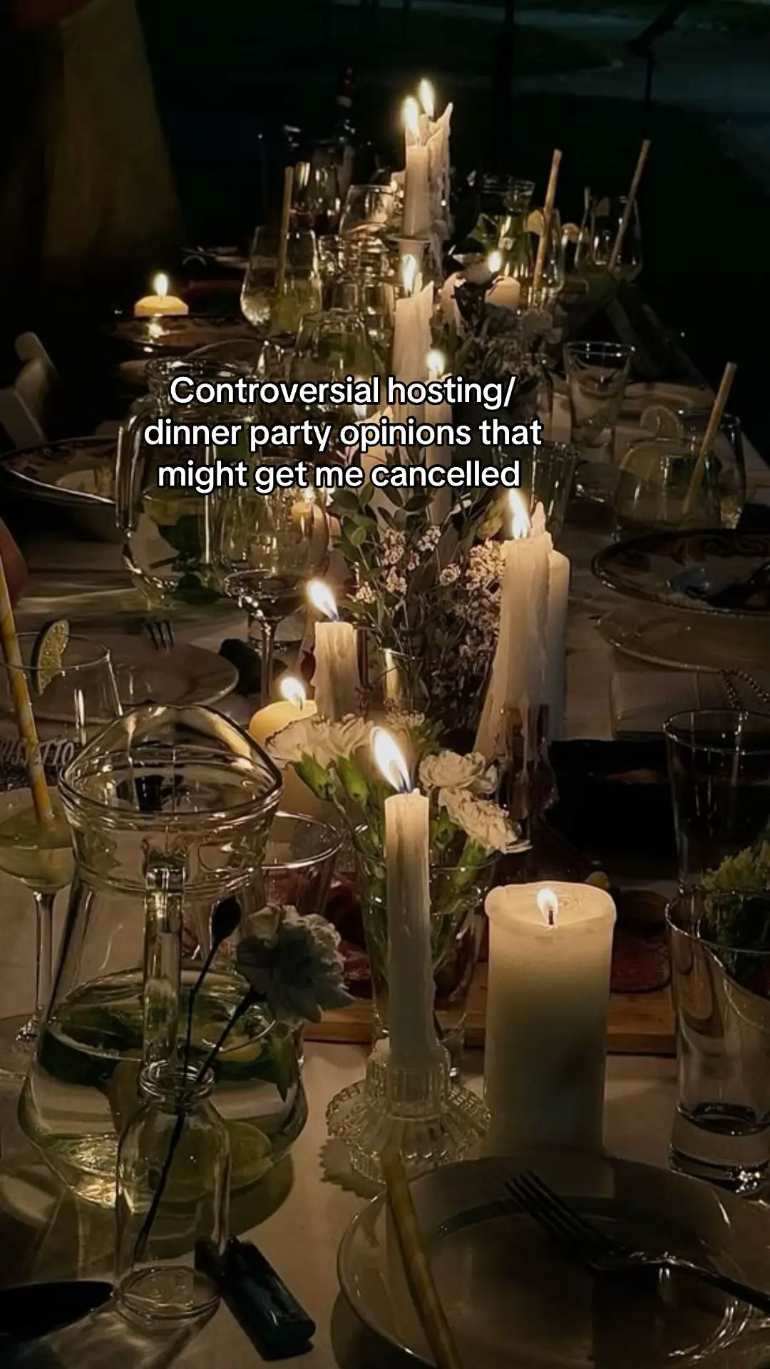 Not that deep, not that serious just me being cheeky about things I personally love or avoid when hosting. Please don’t be offended!!! do what you want, it’s your table 🍸✨ #DinnerPartyHotTakes #UnpopularOpinions #HostingTips #CoolGirlDinnerParty #DinnerPartyRules #FoodHotTakes #HomeEntertaining  #TablescapeTips #HostWithTaste #DinnerPartyIdeas #TikTokHosting #DinnerPartyInspo