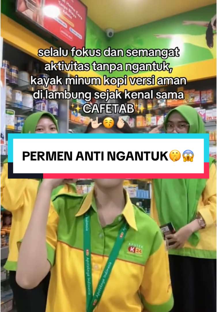 yang suka kopi, wajibbb coba iniiii‼️😱✨ CAFETAB ini permen kopi kekinian yang nggak cuma enak, tapi juga kasih manfaat dari ginseng & banyak vitamin supaya kamu bisa fokuss, semangat aktivitass tanpa ngantukk, dan pastinyaa amann dilambunggg😱🤫  gak perlu khawatir lagi buat kamu yang suka kopi tapi sering ngeluh kena asam lambungg‼️🙂‍↔️☝🏻 selalu siap nemenin kamu kerja, kuliah, atau begadang 🎯😉🫶🏻 #k24 #k24kedungmundu #sobatsehat #kesehatan #apotek #kopi #coffee #cafetab #aslam #asamlambung #gerd #ngantuk #fokus #aktivitas 