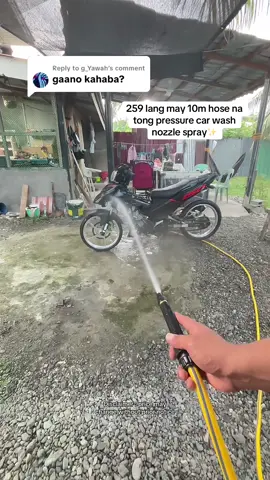 Replying to @g_Yawah 10 meter hose na po ung kasama ng pressure Car wash nozzle spray na to #pressurecarwashnozzlespray #highpressurecareashnozzlespray #pressurecarwashnozzle #diycarwash #carwashathome 