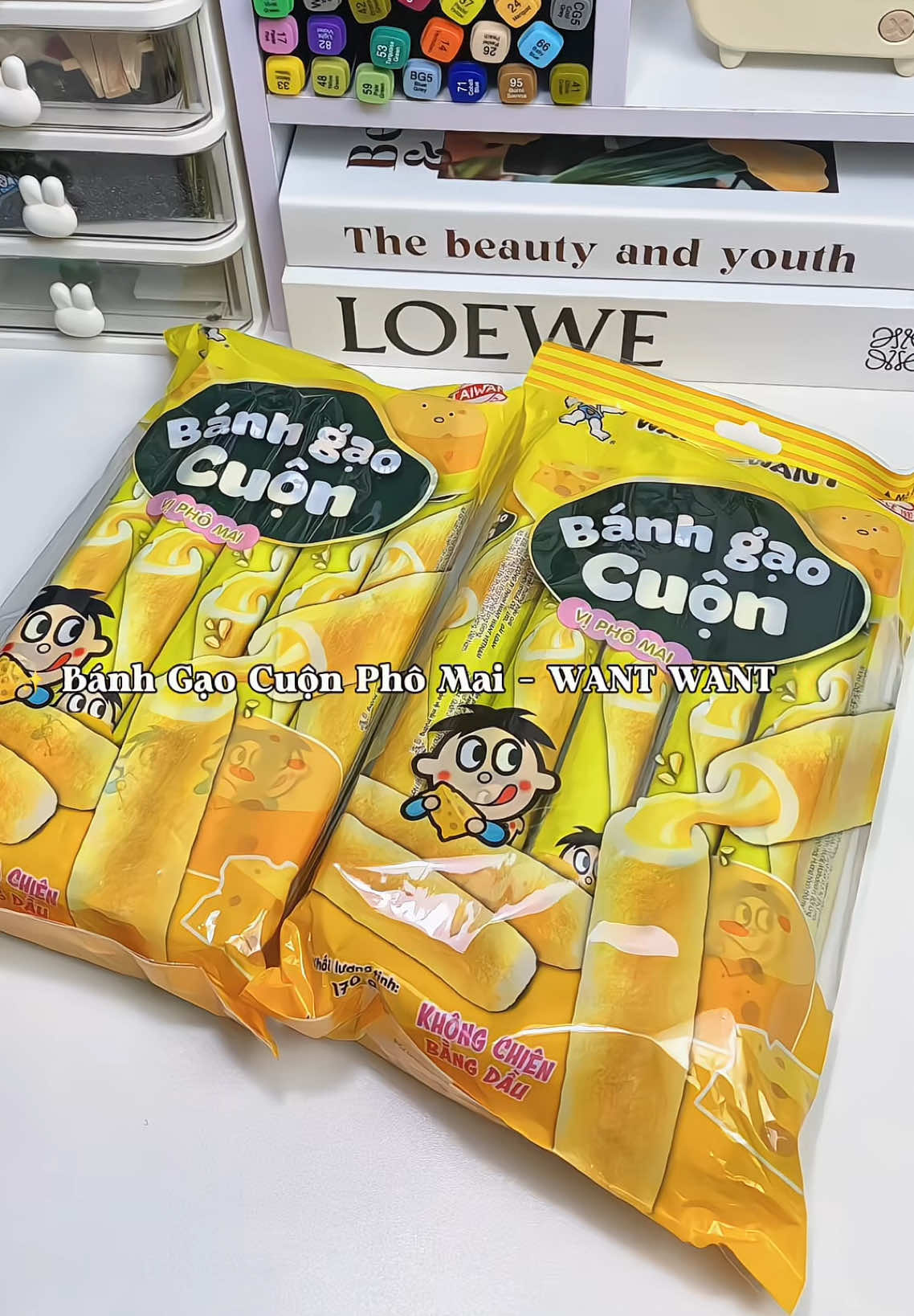 Bánh gạo cuộn Want Want nhiều vị không lo ngán nè #anvat #banhgao #banhgaocuonwantwant #banhgaowantwant 