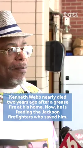Kenneth Webb, who survived a near-fatal fire in July 2023, expresses gratitude to the Jackson Fire Department by providing them with an annual meal.